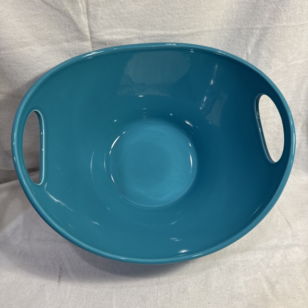 Matceramica Large Blue Serving Bowl Integrated Handles Made in Portugal EUC 10.5